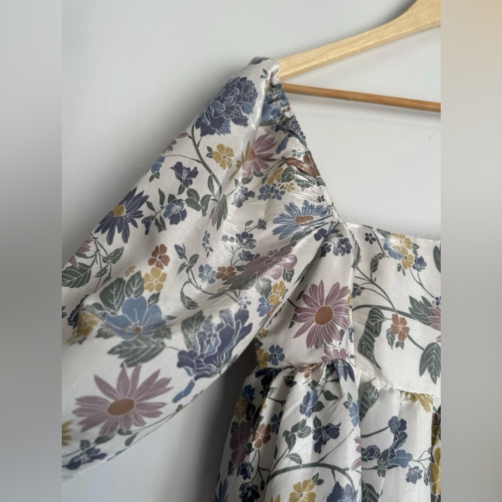 Storia Floral Puff Sleeve Mini Dress - Multicolor - Picture 6 of 11